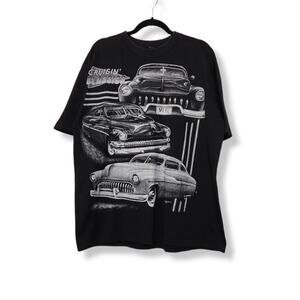 Vintage Cars Hot Streed Rod Double Sided Black Shirt Single Stitch AOP All Over